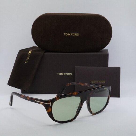 Tom Ford Edward FT1002 52N Aviator Sunglasses - Dark Havana/Green Photochromic